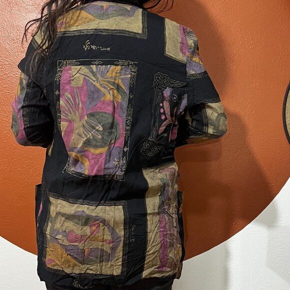 vtg 80s Blazer Oversized Colorful Abstract Artsy Medium patchwork look new wave - Picture 6 of 9